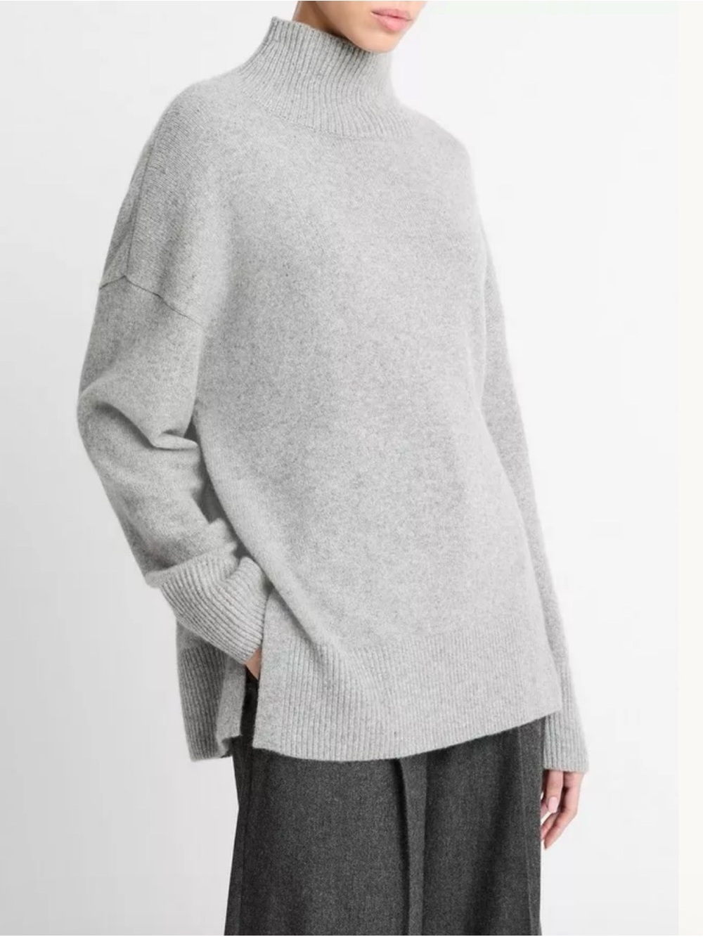 Zara Grey Turtleneck Wool Blend Sweater, Size M